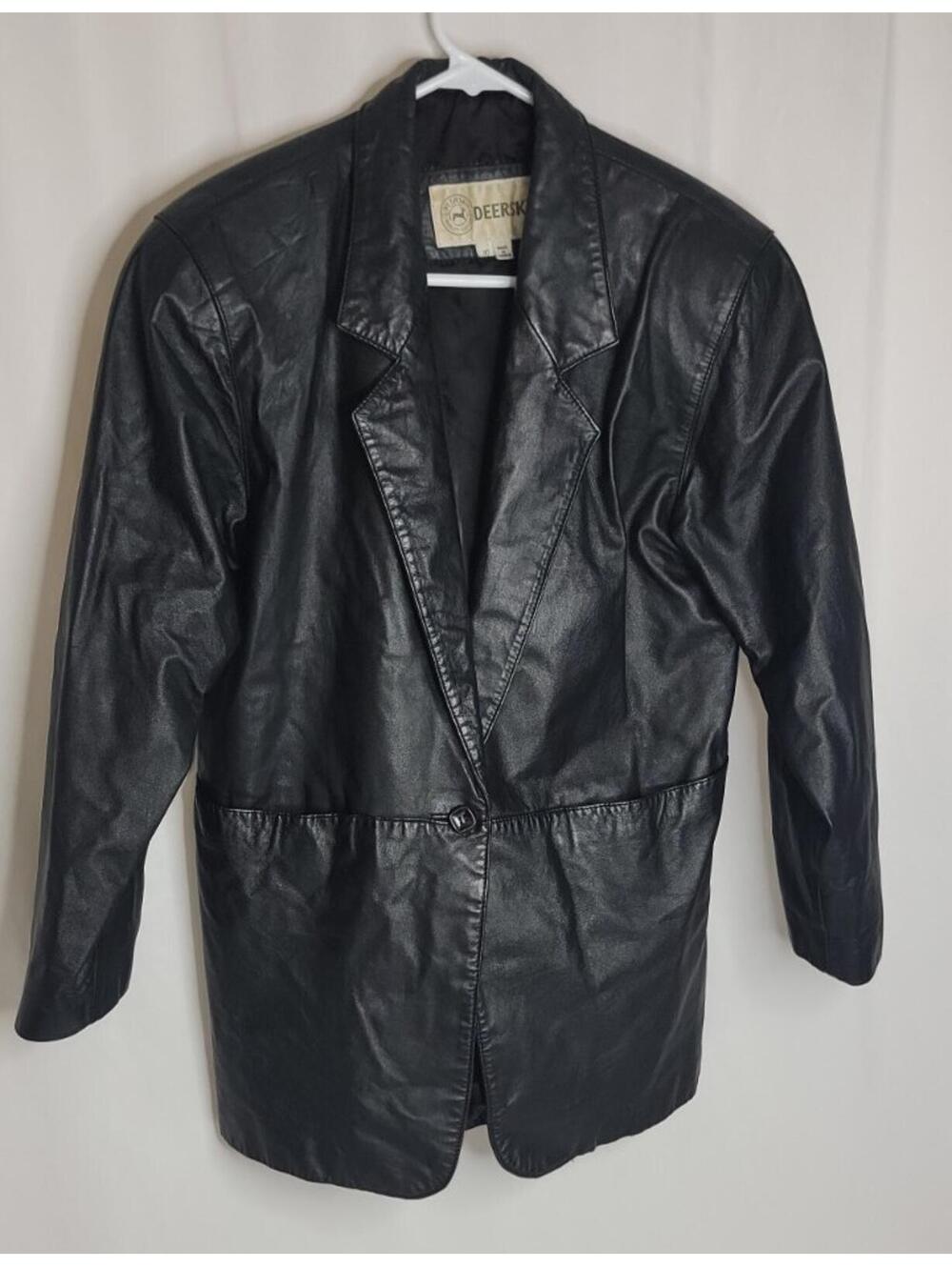 Vintage Women's Genuine Deerskin Jacket - Black Leather Coat - Sz 10 Beautiful